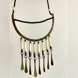 Africa Designed & Made Necklace Brass, Bead, Bone